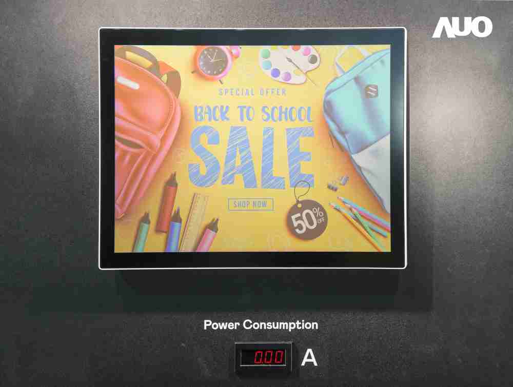 糖果派对展示胆固醇液晶超低耗能户外全彩显示器，，ChLC（胆固醇液晶）以双稳态技术使静态显示零功耗，，，，具省电、、高彩度、、环保的特性，，还整合软硬件系统解决方案，，，，可透过单一云端平台管理